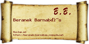 Beranek Barnabás névjegykártya
